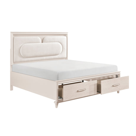 Lunaris Beige King Platform Bed with Footboard Storage from Homelegance - Luna Furniture