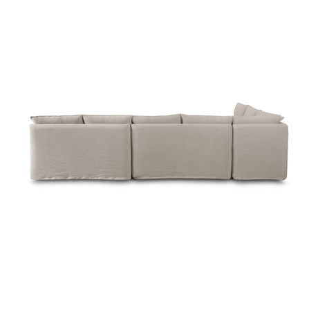 Andre Slipcover Dining Banquette L-Shape in Broadway Stone from Four Hands - Luna Furniture