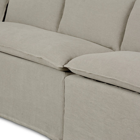 Andre Slipcover Dining Banquette L-Shape in Broadway Stone from Four Hands - Luna Furniture