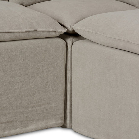 Andre Slipcover Dining Banquette L-Shape in Broadway Stone from Four Hands - Luna Furniture