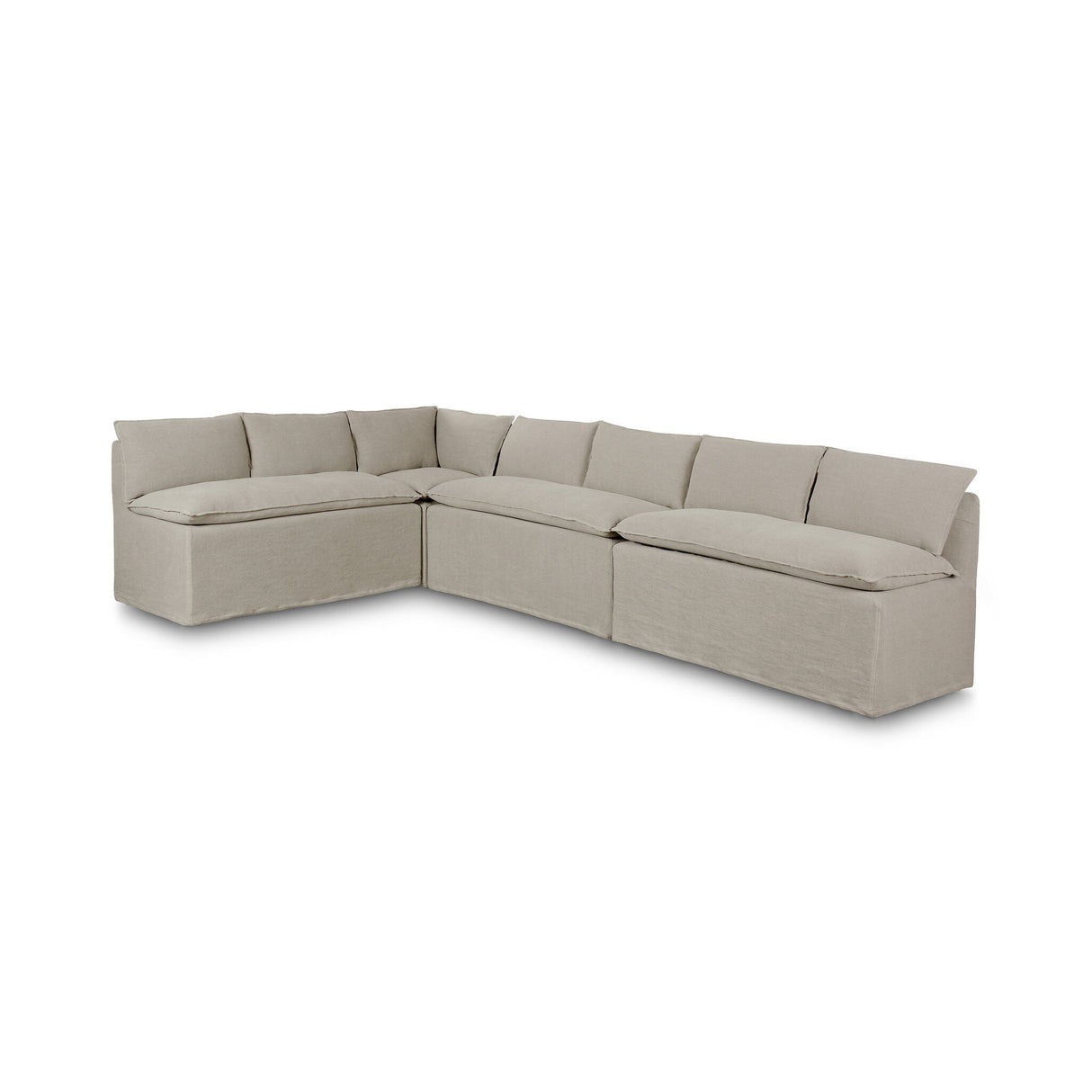 Andre Slipcover Dining Banquette L-Shape in Broadway Stone from Four Hands - Luna Furniture