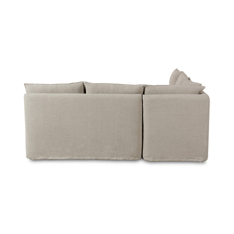 Andre Slipcover Dining Banquette L-Shape in Broadway Stone from Four Hands - Luna Furniture