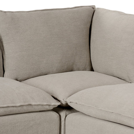 Andre Slipcover Dining Banquette L-Shape in Broadway Stone from Four Hands - Luna Furniture