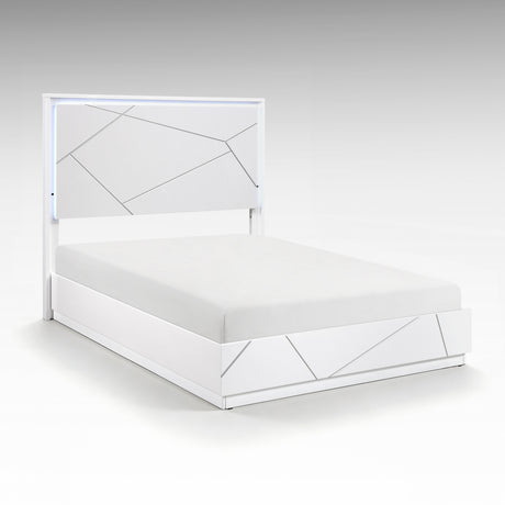 Orlo White Queen Led Panel Bed from Homelegance - Luna Furniture