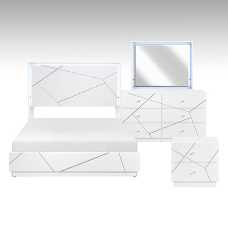 Orlo White 4pc Set (QB+NS+DR+MR) from Homelegance - Luna Furniture