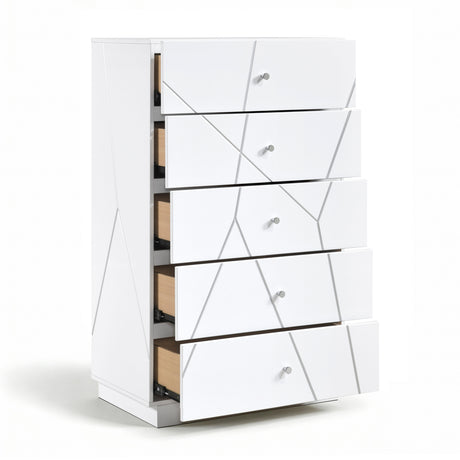 Orlo White 5pc Set (QB+NS+DR+MR+CH) from Homelegance - Luna Furniture