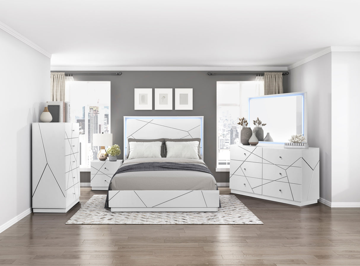 Orlo White 4pc Set (QB+NS+DR+MR) from Homelegance - Luna Furniture
