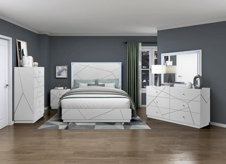 Orlo White 4pc Set (QB+NS+DR+MR) from Homelegance - Luna Furniture