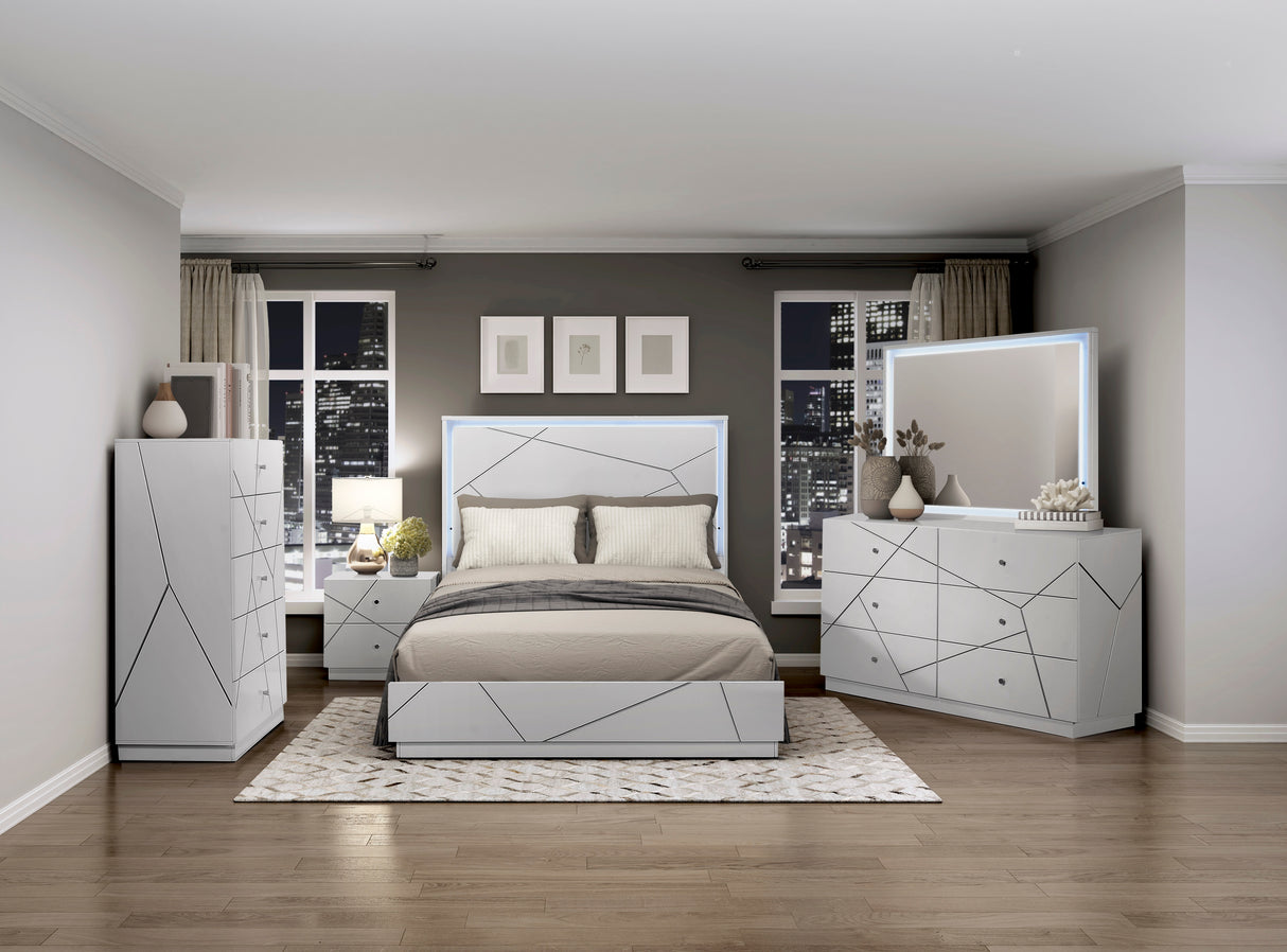 Orlo White Led Panel Bedroom Set from Homelegance - Luna Furniture