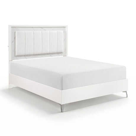 Ripple White Queen Led Panel Bed from Homelegance - Luna Furniture