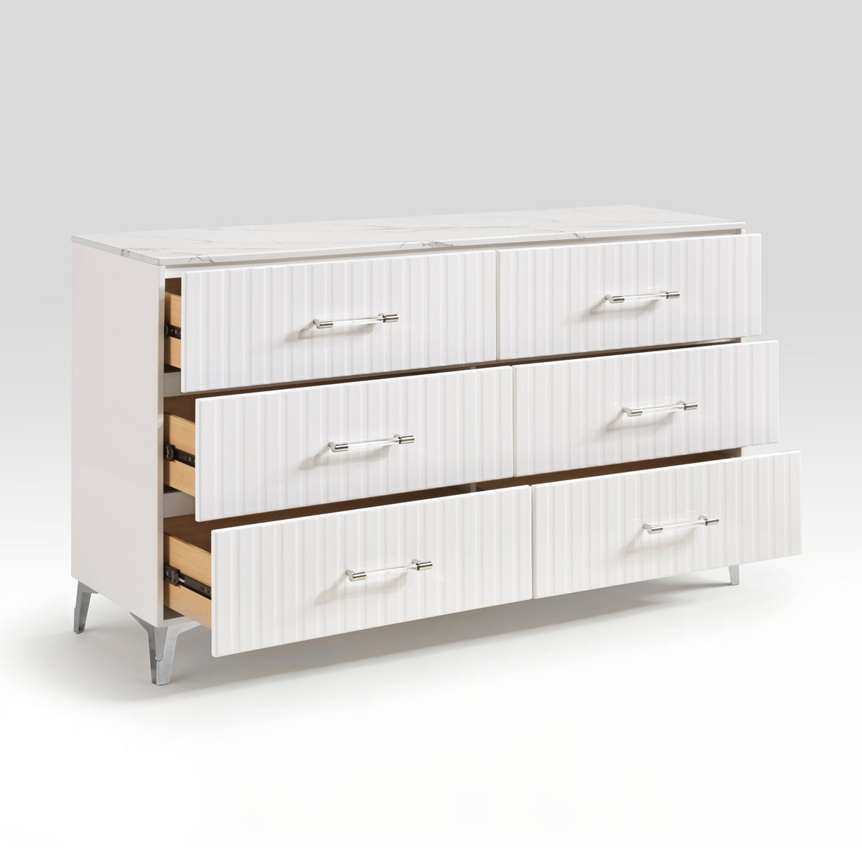 Ripple White 5pc Set (QB+NS+DR+MR+CH) from Homelegance - Luna Furniture