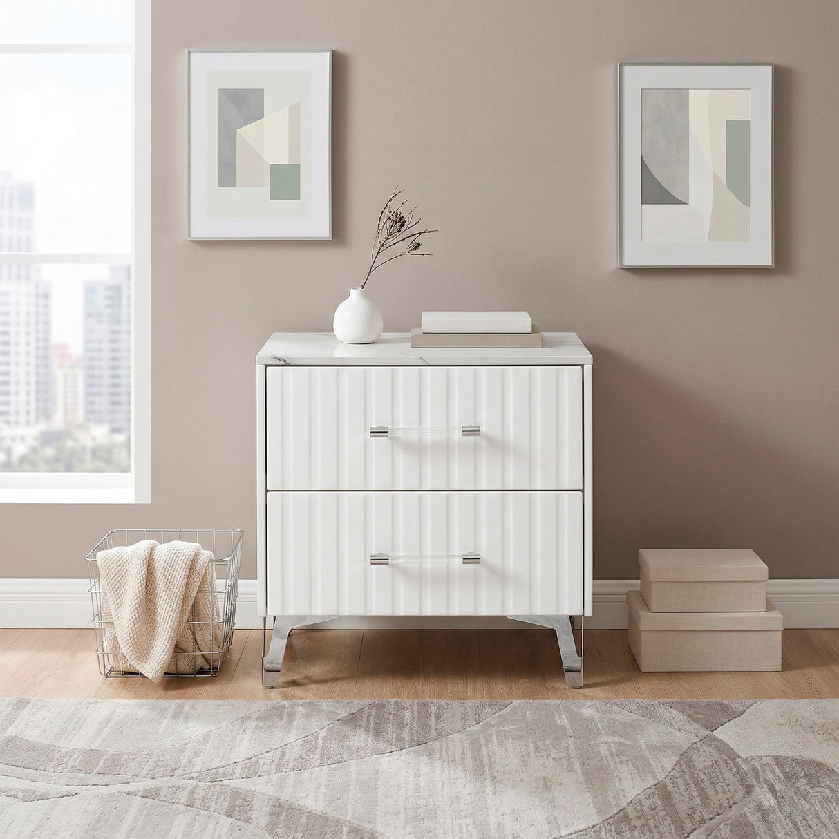 Ripple White 5pc Set (QB+NS+DR+MR+CH) from Homelegance - Luna Furniture