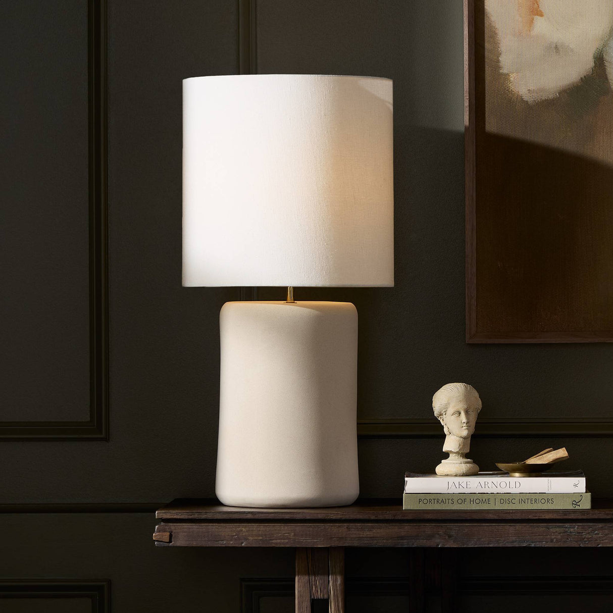 Sadia Table Lamp in Light Sand Ceramic from Four Hands - Luna Furniture