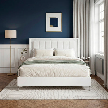 Luna Pearl White LED Queen Bed from Homelegance - Luna Furniture