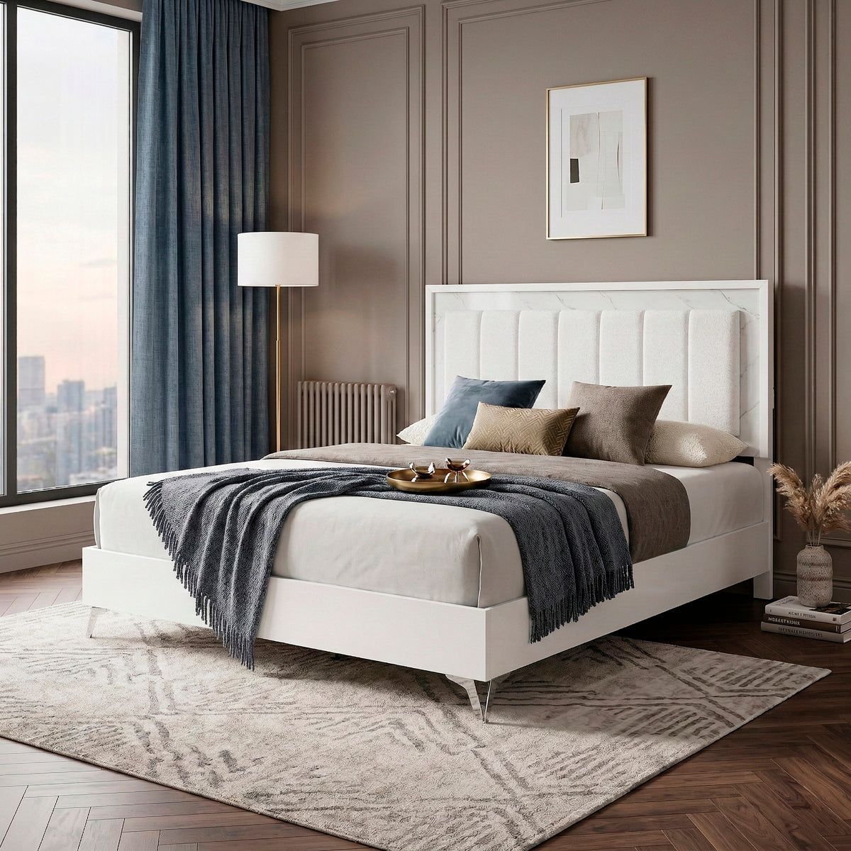 Luna Pearl White LED Queen Bed from Homelegance - Luna Furniture