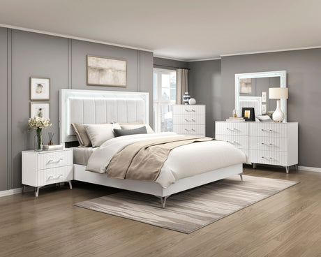 Ripple White California King Led Panel Bed from Homelegance - Luna Furniture