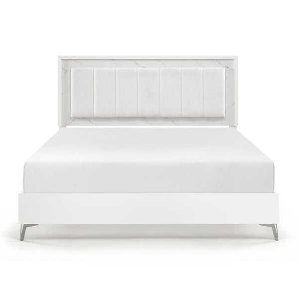 Ripple White California King Led Panel Bed