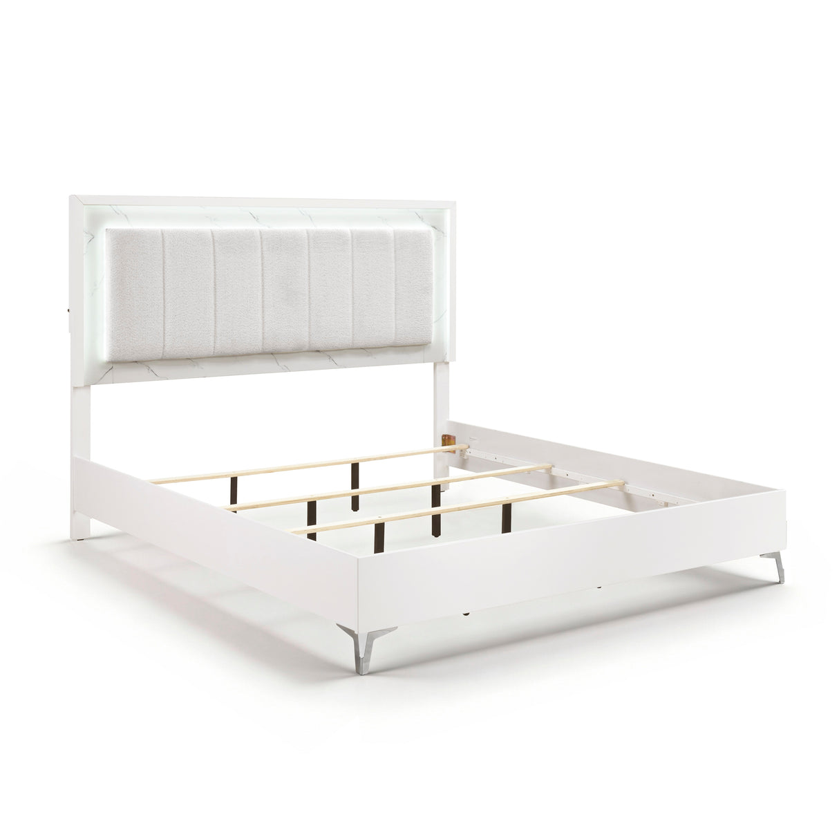 Ripple White Eastern King Led Panel Bed from Homelegance - Luna Furniture