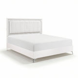Ripple White Eastern King Led Panel Bed from Homelegance - Luna Furniture