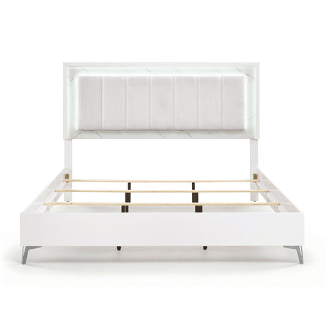 Ripple White Eastern King Led Panel Bed from Homelegance - Luna Furniture