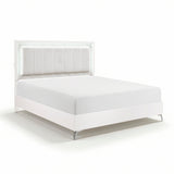 Ripple White Eastern King Led Panel Bed from Homelegance - Luna Furniture