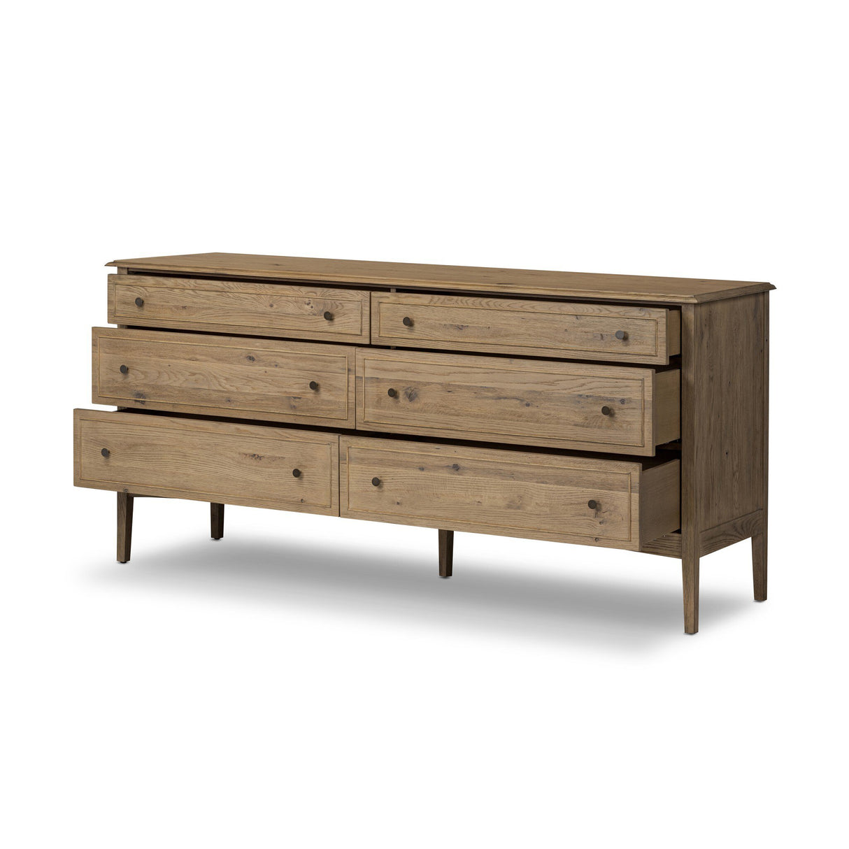 Maggie 6 Drawer Dresser in Aged Smoked Oak Resawn from Four Hands - Luna Furniture
