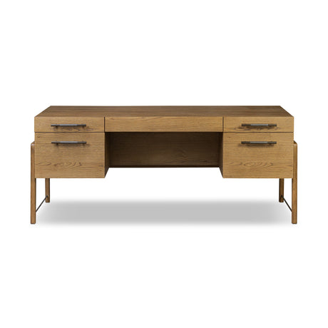 Rosedale Executive Desk in Amber Oak Veneer from Four Hands - Luna Furniture
