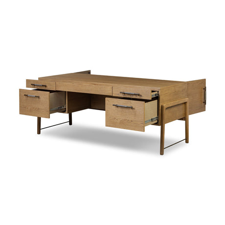 Rosedale Executive Desk in Amber Oak Veneer from Four Hands - Luna Furniture