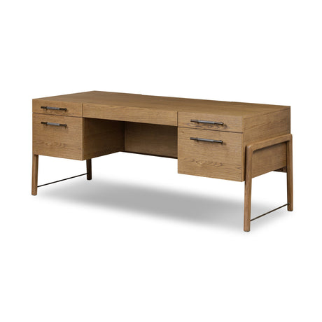 Rosedale Executive Desk in Amber Oak Veneer from Four Hands - Luna Furniture