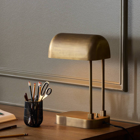 Merlin Table Lamp in Aged Antique Brass from Four Hands - Luna Furniture