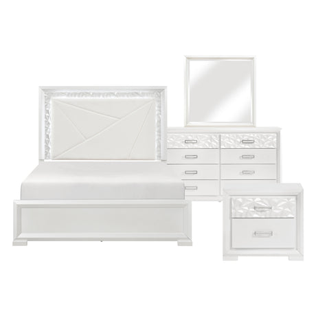 Luna Pearl White 4-Piece Queen Bedroom Set from Homelegance - Luna Furniture