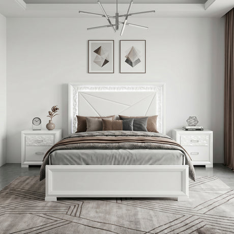 Luna Pearl White LED Queen Bed from Homelegance - Luna Furniture