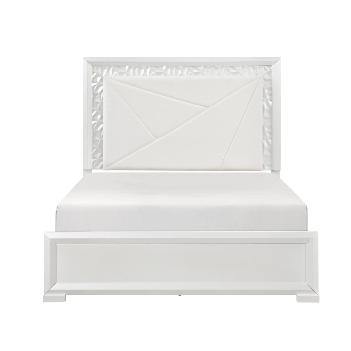 Luna Pearl White LED King Bed