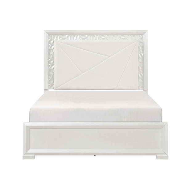 Luna Pearl White LED King Bed