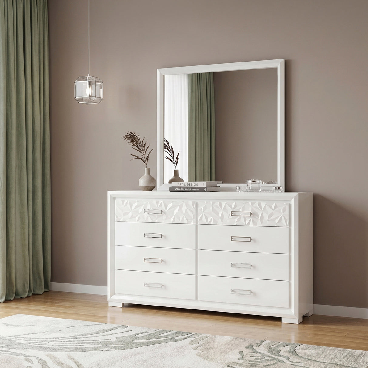 Luna Pearl White Bedroom Mirror