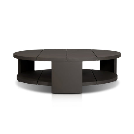 Roca Outdoor Round Metal Coffee Table in Bronze from Four Hands - Luna Furniture