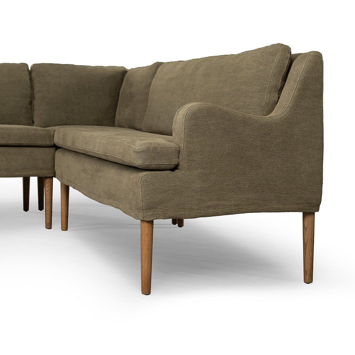 Aurelia Dining Banquette L-Shape in Broadway Olive from Four Hands - Luna Furniture