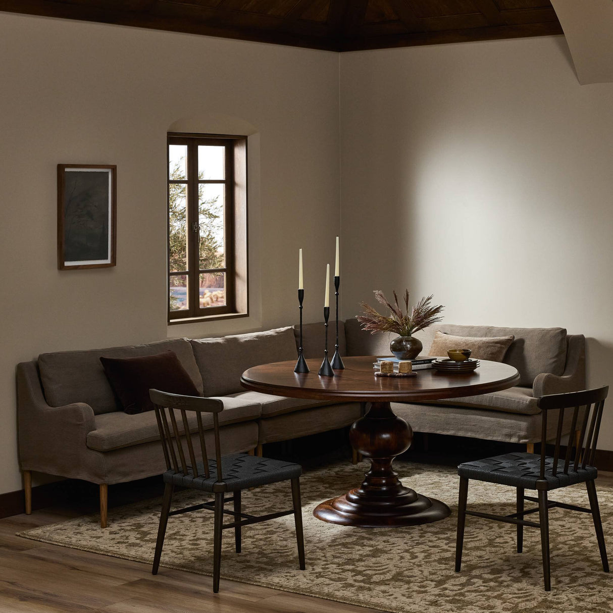 Aurelia Dining Banquette L-Shape in Broadway Coffee from Four Hands - Luna Furniture