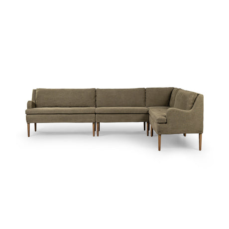 Aurelia Dining Banquette L-Shape in Broadway Olive from Four Hands - Luna Furniture