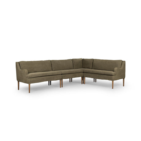 Aurelia Dining Banquette L-Shape in Broadway Olive from Four Hands - Luna Furniture