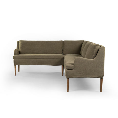 Aurelia Dining Banquette L-Shape in Broadway Olive from Four Hands - Luna Furniture