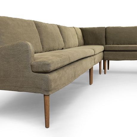 Aurelia Dining Banquette L-Shape in Broadway Olive from Four Hands - Luna Furniture