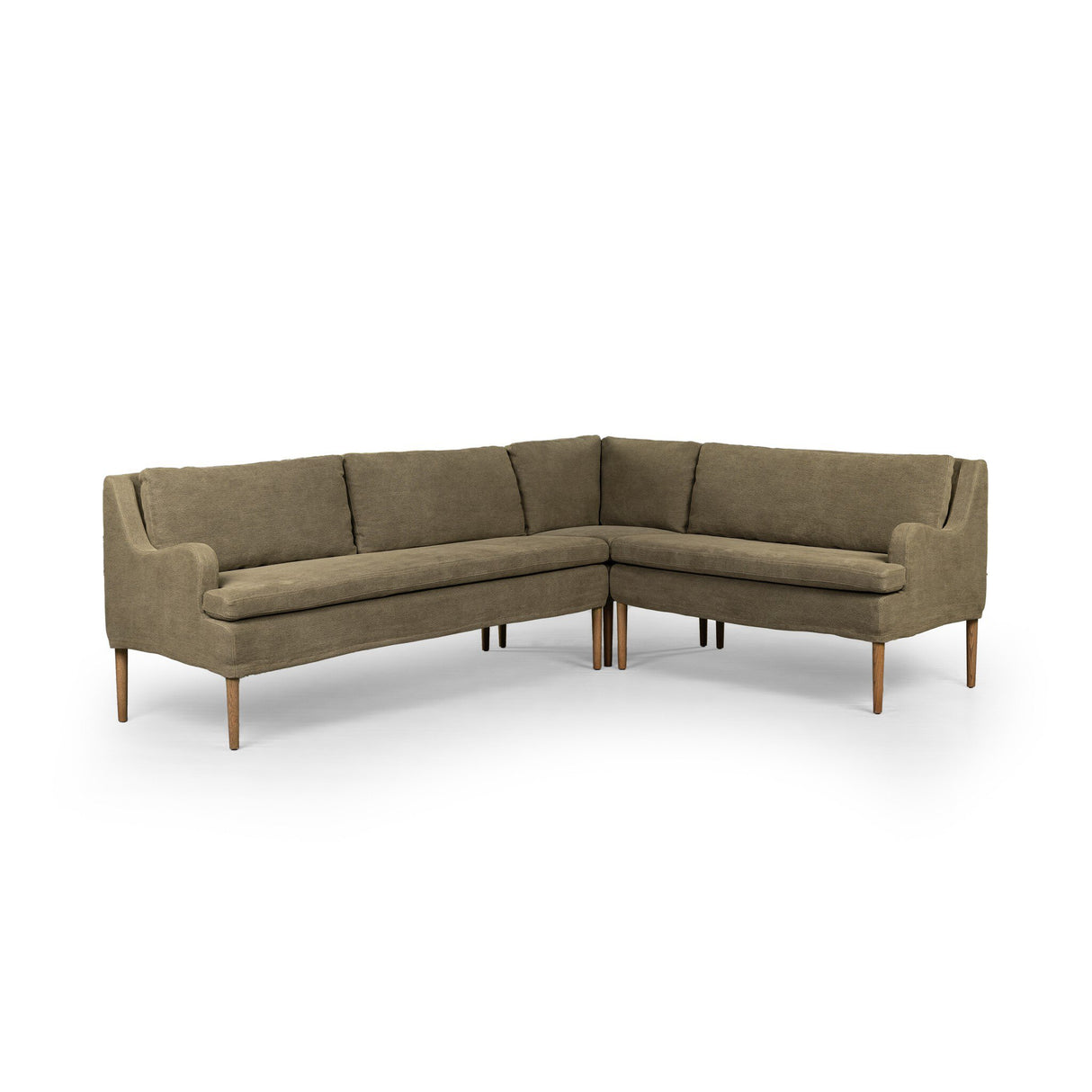 Aurelia Dining Banquette L-Shape in Broadway Olive from Four Hands - Luna Furniture