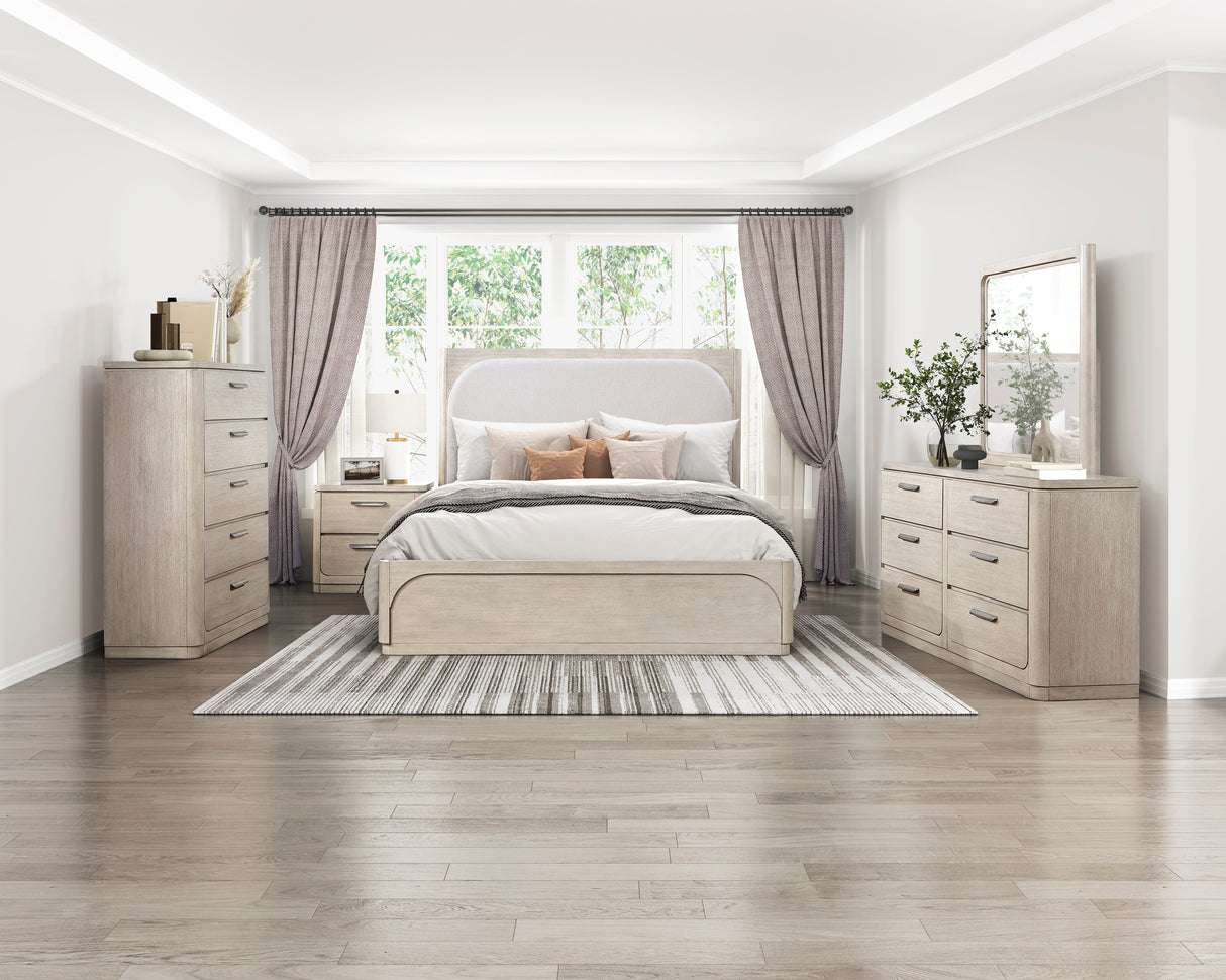Alita Beige/Light Gray Natural Bedroom Set