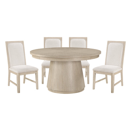 Alita Light Gray Natural 5-Piece Round Dining Set from Homelegance - Luna Furniture
