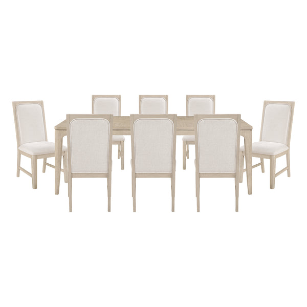 Alita Light Gray Natural 9-Piece Expandable Dining Set