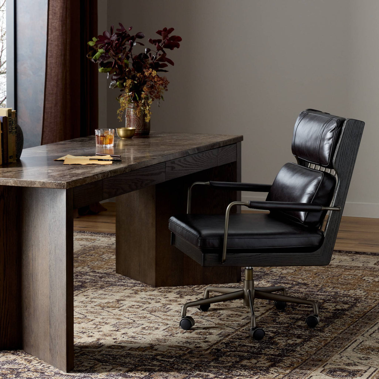 Ludvig Desk Chair in Sonoma Black from Four Hands - Luna Furniture