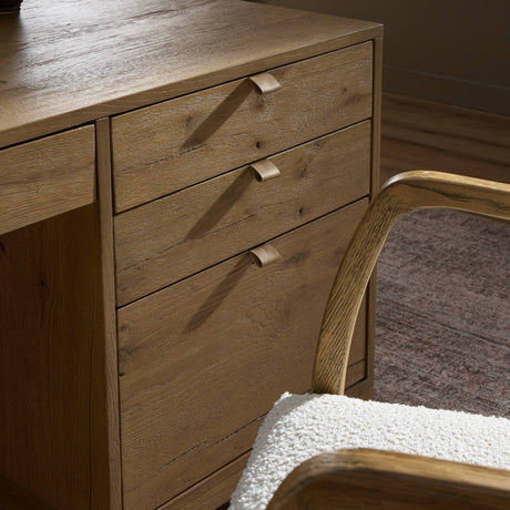 Tula Executive Desk in Worn Oak Veneer from Four Hands - Luna Furniture