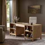 Tula Executive Desk in Worn Oak Veneer from Four Hands - Luna Furniture