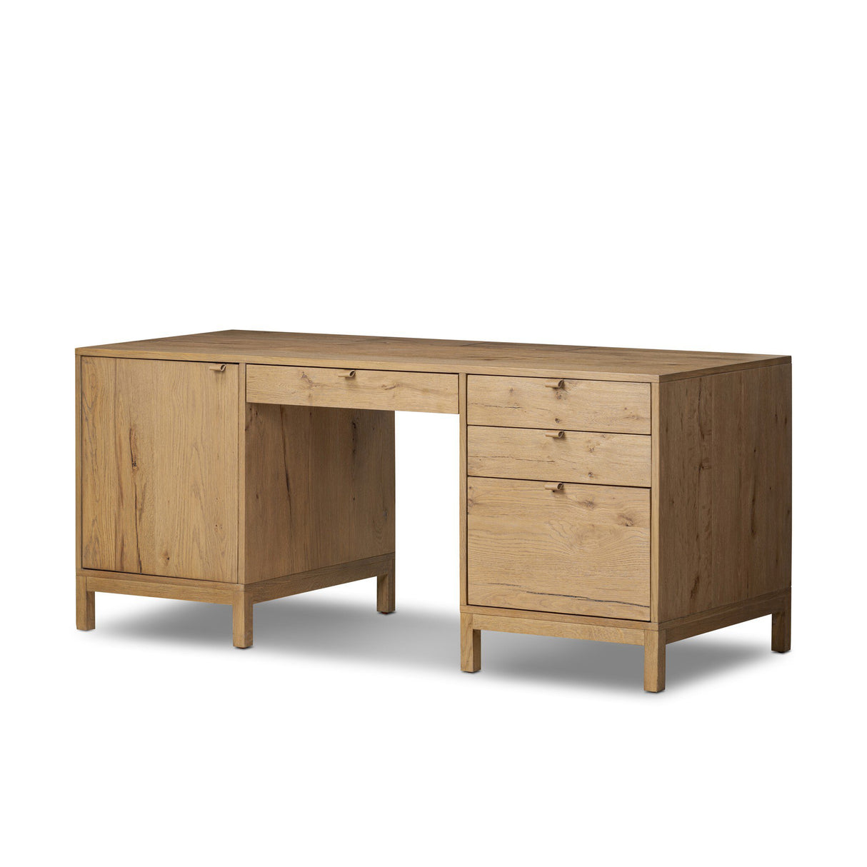 Tula Executive Desk in Worn Oak Veneer from Four Hands - Luna Furniture